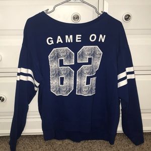 cropped royal blue sweatshirt